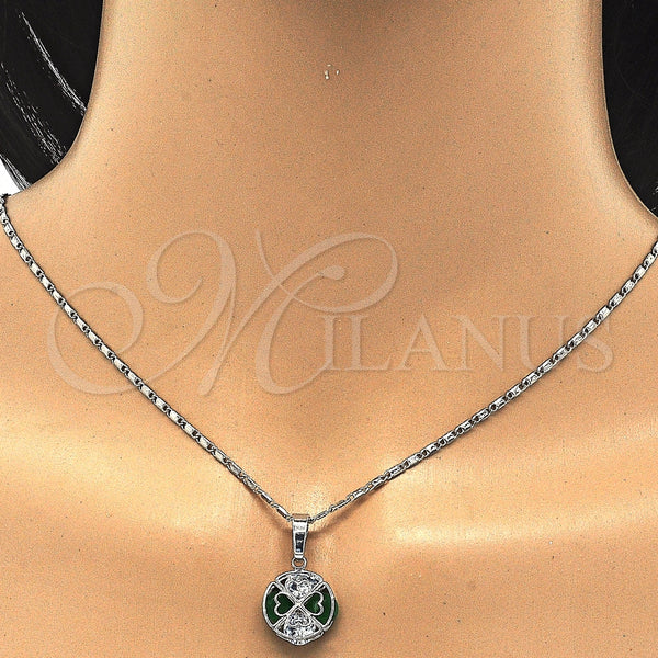 White Gold Filled Ring — Earring and Pendant Adult Set with Green and — alternate product view — SKU 123692 | Oro Laminado Blanco anillo — Earring and Pendant Adult Set with Green and — SKU 123692
