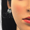 Rhodium Gold Filled Earring and Pendant Adult Set, with Green and White Cubic Zirconia, Polished, Rhodium Finish, 10.106.0002.3