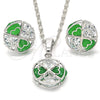 Rhodium Gold Filled Earring and Pendant Adult Set, with Green and White Cubic Zirconia, Polished, Rhodium Finish, 10.106.0002.3