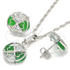 Rhodium Gold Filled Earring and Pendant Adult Set, with Green and White Cubic Zirconia, Polished, Rhodium Finish, 10.106.0002.3