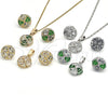 Rhodium Gold Filled Earring and Pendant Adult Set, with Green and White Cubic Zirconia, Polished, Rhodium Finish, 10.106.0002.3