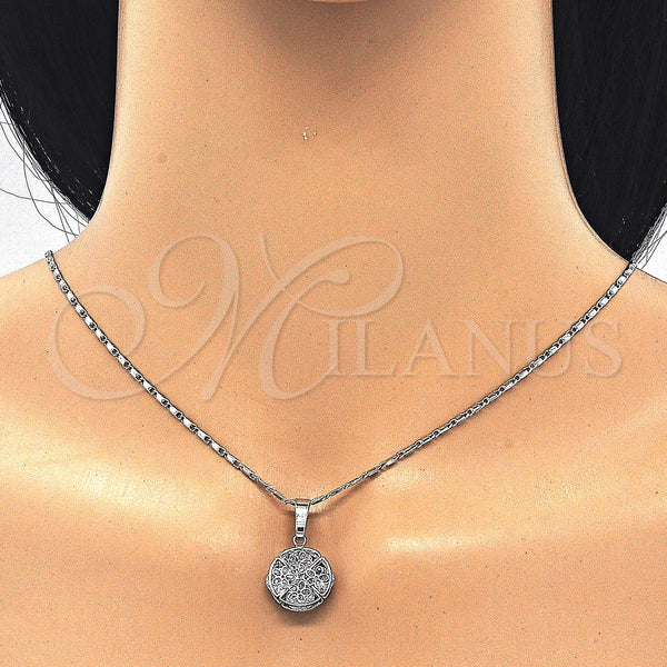 White Gold Filled Ring — Earring and Pendant Adult Set Flower Design with — alternate product view — SKU 123694 | Oro Laminado Blanco anillo — Earring and Pendant Adult Set flor diseño with — SKU 123694