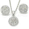 Rhodium Gold Filled Earring and Pendant Adult Set, Flower Design, with White Cubic Zirconia, Polished, Rhodium Finish, 10.106.0003.1