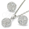 Rhodium Gold Filled Earring and Pendant Adult Set, Flower Design, with White Cubic Zirconia, Polished, Rhodium Finish, 10.106.0003.1