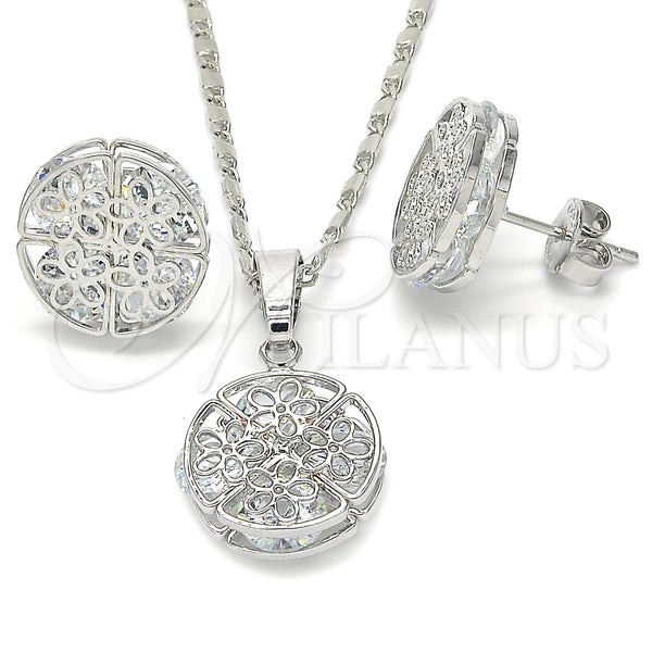 White Gold Filled Ring — Earring and Pendant Adult Set Flower Design with — main product view — SKU 123694 | Oro Laminado Blanco anillo — Earring and Pendant Adult Set flor diseño with — SKU 123694