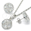 Rhodium Gold Filled Earring and Pendant Adult Set, Star Design, with White Cubic Zirconia, Polished, Rhodium Finish, 10.106.0004.1