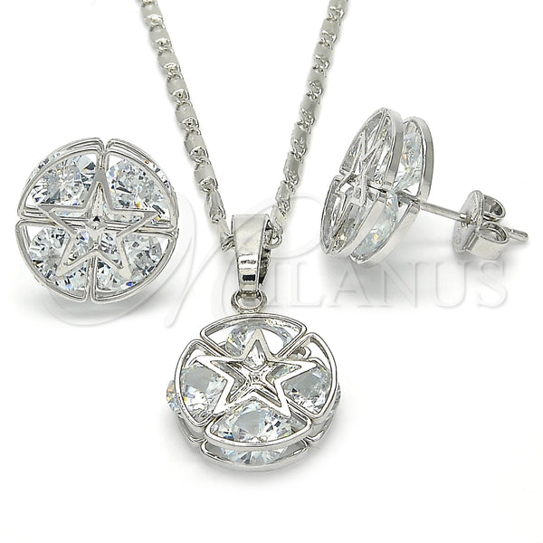 White Gold Filled Ring — Earring and Pendant Adult Set Star Design with — main product view — SKU 123698 | Oro Laminado Blanco anillo — Earring and Pendant Adult Set estrella diseño with — SKU 123698