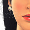 Oro Laminado Earring and Pendant Adult Set, Gold Filled Style Butterfly Design, with White Cubic Zirconia, Polished, Golden Finish, 10.106.0005
