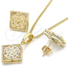 Oro Laminado Earring and Pendant Adult Set, Gold Filled Style Butterfly Design, with White Cubic Zirconia, Polished, Golden Finish, 10.106.0005
