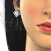Rhodium Gold Filled Earring and Pendant Adult Set, Butterfly Design, with White Cubic Zirconia, Polished, Rhodium Finish, 10.106.0005.1