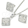 Rhodium Gold Filled Earring and Pendant Adult Set, Butterfly Design, with White Cubic Zirconia, Polished, Rhodium Finish, 10.106.0005.1