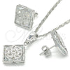 Rhodium Gold Filled Earring and Pendant Adult Set, Butterfly Design, with White Cubic Zirconia, Polished, Rhodium Finish, 10.106.0005.1