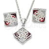 Rhodium Gold Filled Earring and Pendant Adult Set, Butterfly Design, with Garnet and White Cubic Zirconia, Polished, Rhodium Finish, 10.106.0005.3