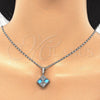 Rhodium Gold Filled Earring and Pendant Adult Set, Crown Design, with Turquoise and White Cubic Zirconia, Polished, Rhodium Finish, 10.106.0006.3