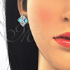 Rhodium Gold Filled Earring and Pendant Adult Set, Crown Design, with Turquoise and White Cubic Zirconia, Polished, Rhodium Finish, 10.106.0006.3