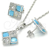 Rhodium Gold Filled Earring and Pendant Adult Set, Crown Design, with Turquoise and White Cubic Zirconia, Polished, Rhodium Finish, 10.106.0006.3