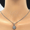 Rhodium Gold Filled Earring and Pendant Adult Set, with White Cubic Zirconia, Polished, Rhodium Finish, 10.106.0007.1