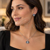 White Gold Filled Earring and Pendant Adult Set, with Sapphire Blue and White Cubic Zirconia, Polished, Rhodium Finish, 10.106.0007.3