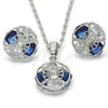 Rhodium Gold Filled Earring and Pendant Adult Set, with Sapphire Blue and White Cubic Zirconia, Polished, Rhodium Finish, 10.106.0007.3