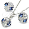 Rhodium Gold Filled Earring and Pendant Adult Set, with Sapphire Blue and White Cubic Zirconia, Polished, Rhodium Finish, 10.106.0007.3