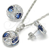 Rhodium Gold Filled Earring and Pendant Adult Set, with Sapphire Blue and White Cubic Zirconia, Polished, Rhodium Finish, 10.106.0007.3