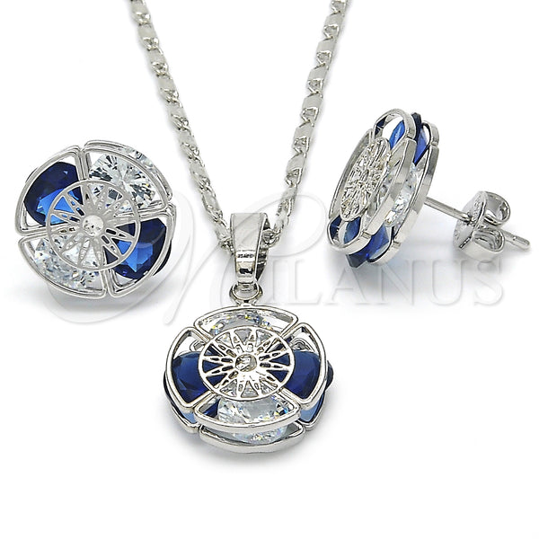 White Gold Filled Ring — Earring and Pendant Adult Set with Sapphire Blue — main product view — SKU 123712 | Oro Laminado Blanco anillo — Earring and Pendant Adult Set with Sapphire Blue — SKU 123712