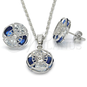 White Gold Filled Ring — Earring and Pendant Adult Set with Sapphire Blue — main product view — SKU 123712 | Oro Laminado Blanco anillo — Earring and Pendant Adult Set with Sapphire Blue — SKU 123712