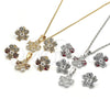 Oro Laminado Earring and Pendant Adult Set, Gold Filled Style Flower Design, with White Cubic Zirconia, Polished, Golden Finish, 10.106.0009