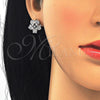 Rhodium Gold Filled Earring and Pendant Adult Set, Flower Design, with White Cubic Zirconia, Polished, Rhodium Finish, 10.106.0009.1