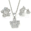 Rhodium Gold Filled Earring and Pendant Adult Set, Flower Design, with White Cubic Zirconia, Polished, Rhodium Finish, 10.106.0009.1