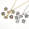 Rhodium Gold Filled Earring and Pendant Adult Set, Flower Design, with White Cubic Zirconia, Polished, Rhodium Finish, 10.106.0009.1