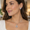 White Gold Filled Earring and Pendant Adult Set, Flower Design, with White Cubic Zirconia, Polished, Rhodium Finish, 10.106.0010.1