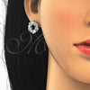 Rhodium Gold Filled Earring and Pendant Adult Set, Flower Design, with White Cubic Zirconia, Polished, Rhodium Finish, 10.106.0010.1