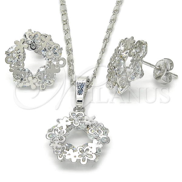 White Gold Filled Ring — Earring and Pendant Adult Set Flower Design with — main product view — SKU 123721 | Oro Laminado Blanco anillo — Earring and Pendant Adult Set flor diseño with — SKU 123721