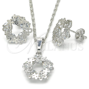 White Gold Filled Ring — Earring and Pendant Adult Set Flower Design with — main product view — SKU 123721 | Oro Laminado Blanco anillo — Earring and Pendant Adult Set flor diseño with — SKU 123721