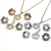 Rhodium Gold Filled Earring and Pendant Adult Set, Flower Design, with White Cubic Zirconia, Polished, Rhodium Finish, 10.106.0010.1
