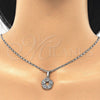 Rhodium Gold Filled Earring and Pendant Adult Set, with White Cubic Zirconia, Polished, Rhodium Finish, 10.106.0011.1