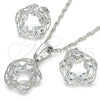 Rhodium Gold Filled Earring and Pendant Adult Set, with White Cubic Zirconia, Polished, Rhodium Finish, 10.106.0011.1