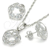 Rhodium Gold Filled Earring and Pendant Adult Set, with White Cubic Zirconia, Polished, Rhodium Finish, 10.106.0011.1
