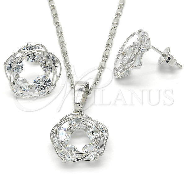 White Gold Filled Ring — Earring and Pendant Adult Set with White Cubic — main product view — SKU 123725 | Oro Laminado Blanco anillo — Earring and Pendant Adult Set with blanco Cubic — SKU 123725