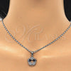 Rhodium Gold Filled Earring and Pendant Adult Set, with Sapphire Blue and White Cubic Zirconia, Polished, Rhodium Finish, 10.106.0011.3