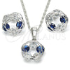 Rhodium Gold Filled Earring and Pendant Adult Set, with Sapphire Blue and White Cubic Zirconia, Polished, Rhodium Finish, 10.106.0011.3