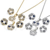 Rhodium Gold Filled Earring and Pendant Adult Set, with Sapphire Blue and White Cubic Zirconia, Polished, Rhodium Finish, 10.106.0011.3