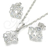 Rhodium Gold Filled Earring and Pendant Adult Set, Heart Design, with White Cubic Zirconia, Polished, Rhodium Finish, 10.106.0013.1