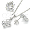 Rhodium Gold Filled Earring and Pendant Adult Set, Heart Design, with White Cubic Zirconia, Polished, Rhodium Finish, 10.106.0013.1