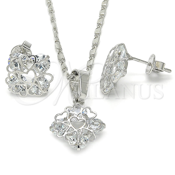 White Gold Filled Ring — Earring and Pendant Adult Set Heart Design with — main product view — SKU 123733 | Oro Laminado Blanco anillo — Earring and Pendant Adult Set corazón diseño with — SKU 123733