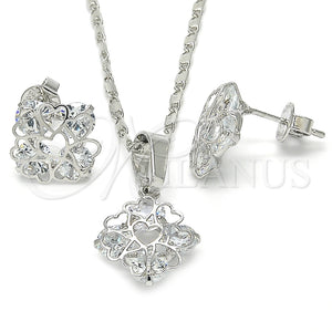 White Gold Filled Ring — Earring and Pendant Adult Set Heart Design with — main product view — SKU 123733 | Oro Laminado Blanco anillo — Earring and Pendant Adult Set corazón diseño with — SKU 123733