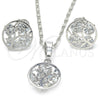Rhodium Plated Earring and Pendant Adult Set, Tree Design, with White Cubic Zirconia, Polished, Rhodium Finish, 10.106.0014.1