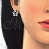 Rhodium Gold Filled Earring and Pendant Adult Set, Star and Love Design, with White Cubic Zirconia, Polished, Rhodium Finish, 10.106.0015.1