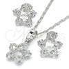 Rhodium Gold Filled Earring and Pendant Adult Set, Star and Love Design, with White Cubic Zirconia, Polished, Rhodium Finish, 10.106.0015.1